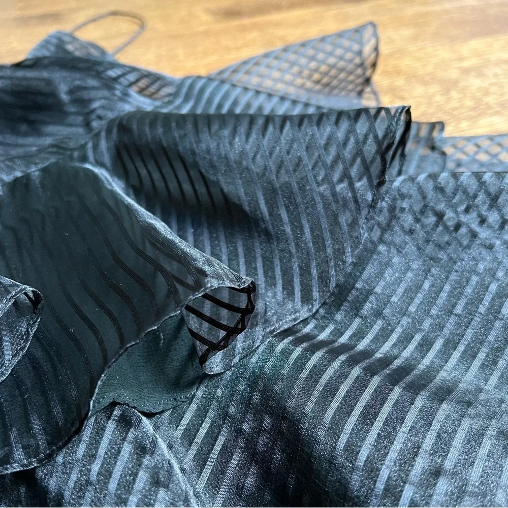 Wednesday Dress, Tiered Ruffled Formal Gown, Tea Length, Goth Prom Dress - Picture 12 of 14